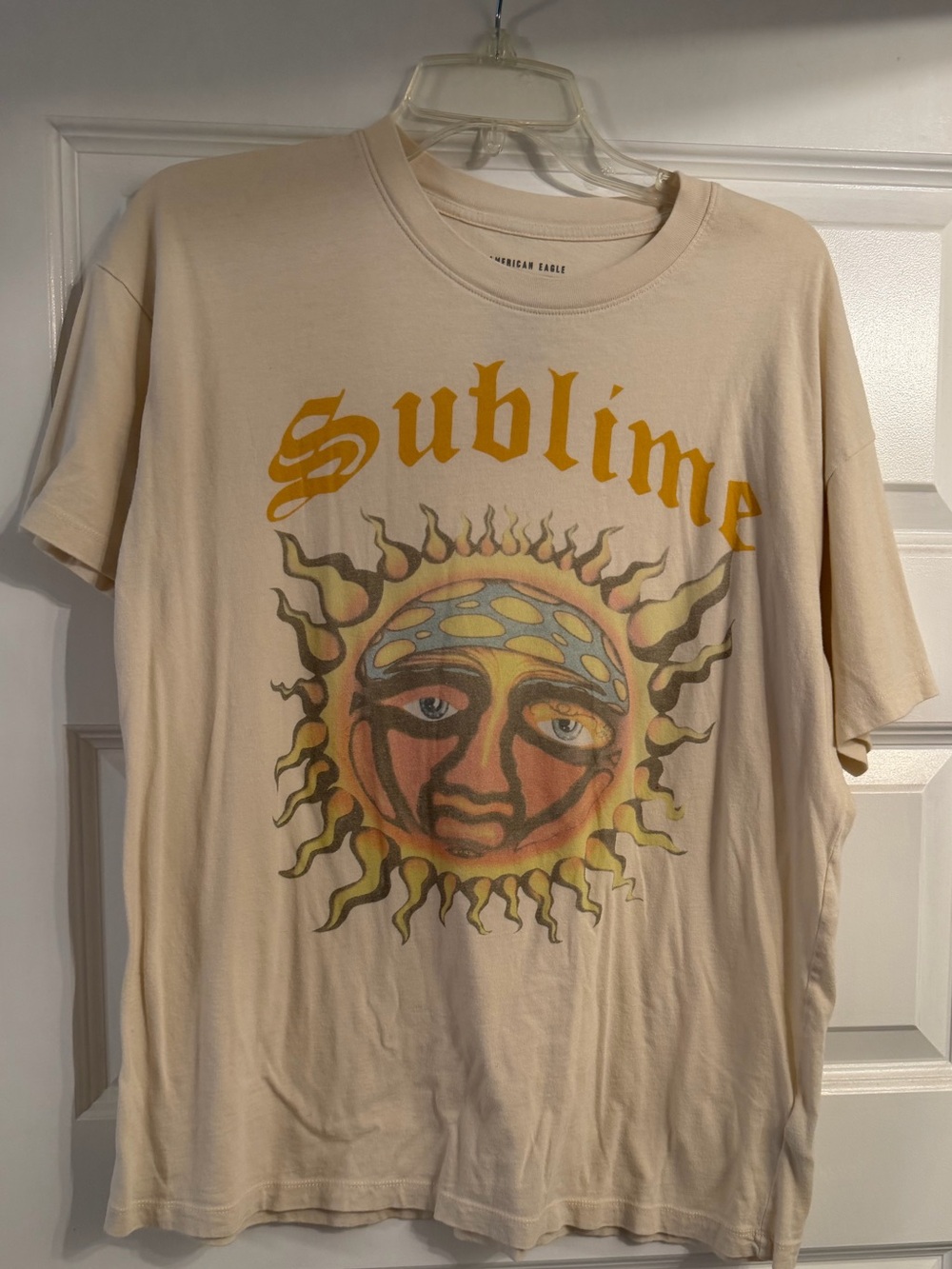 American Eagle Sublime Band Graphic Tee - Cream with Yellow Sun